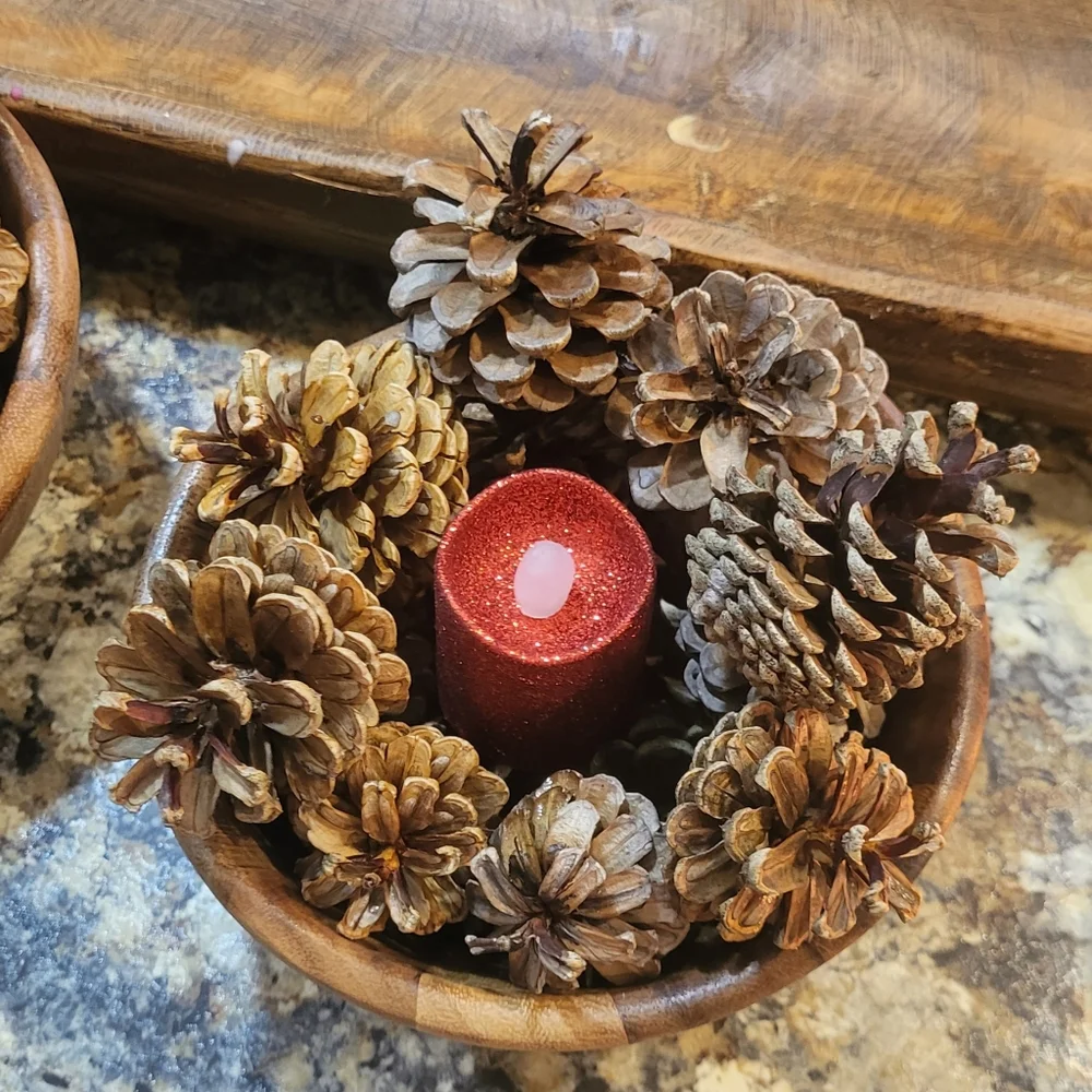 Handcrafted Wooden Dish Scented Pinecones Holiday Decor Scented Pinecone…_3